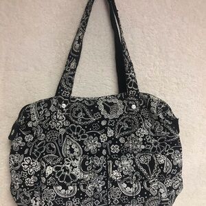Thirty-One Black and White Paisley Tote